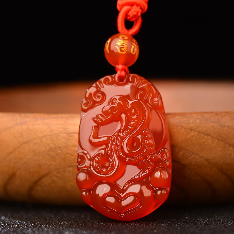 Kette Roter Achat Drache – Glück Harmonie