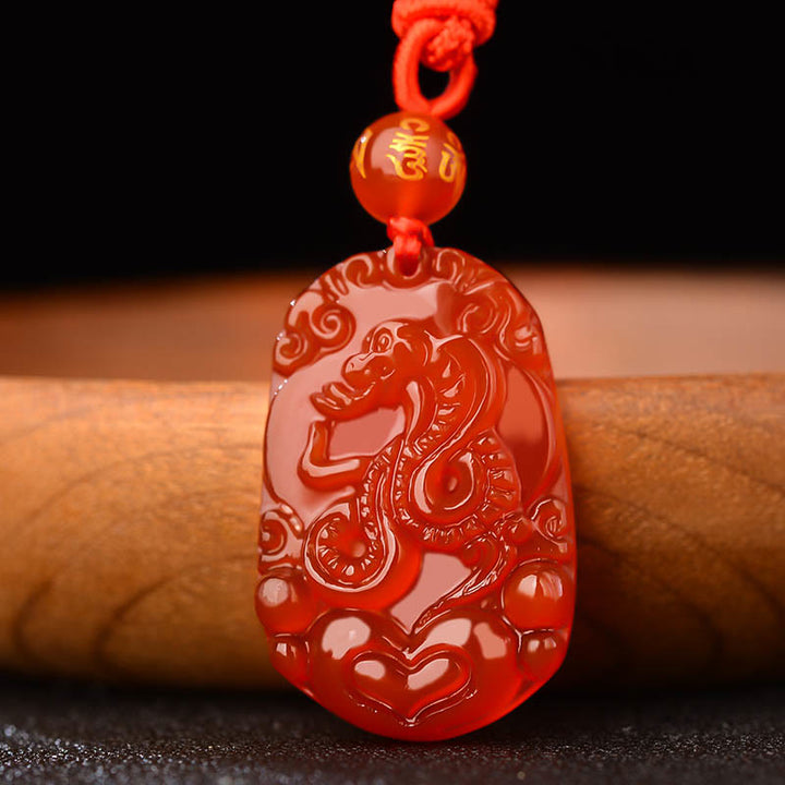 Kette Roter Achat Drache – Glück Harmonie