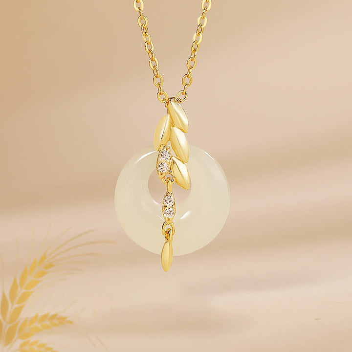 Kette Hetian Jade Weizenähre Sterlingsilber Glück