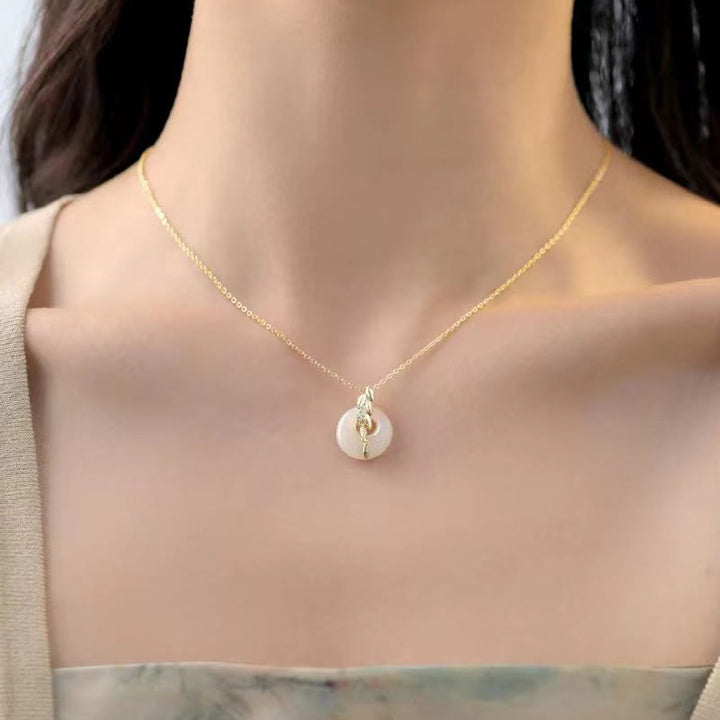 Kette Hetian Jade Weizenähre Sterlingsilber Glück