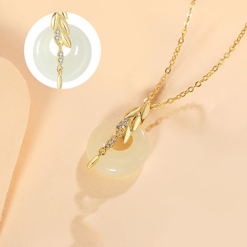 Kette Hetian Jade Weizenähre Sterlingsilber Glück