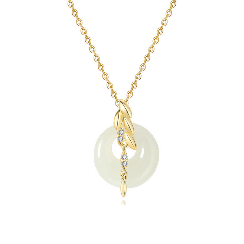 Kette Hetian Jade Weizenähre Sterlingsilber Glück