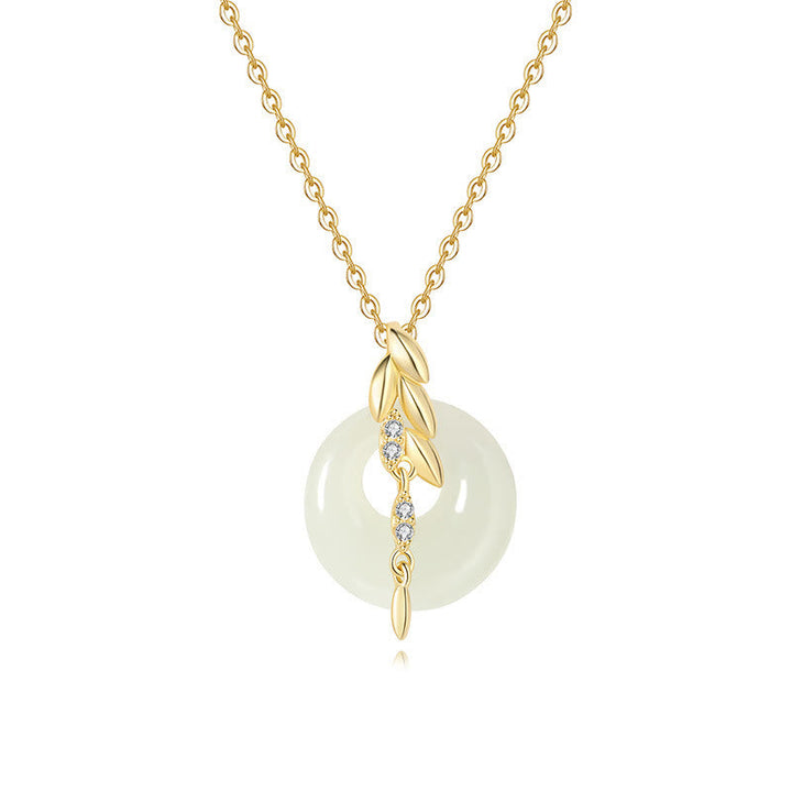 Kette Hetian Jade Weizenähre Sterlingsilber Glück