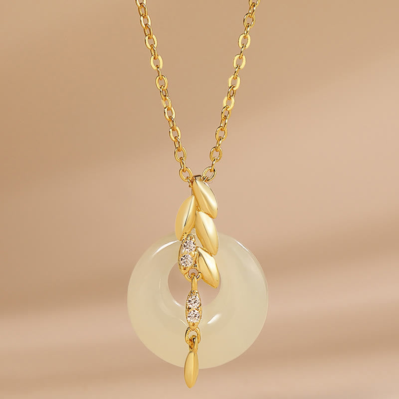 Kette Hetian Jade Weizenähre Sterlingsilber Glück