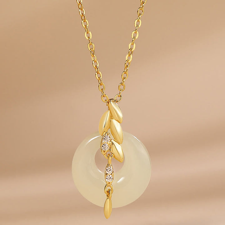 Kette Hetian Jade Weizenähre Sterlingsilber Glück