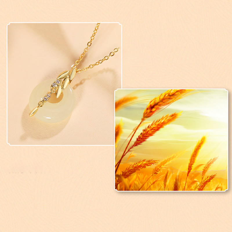 Kette Hetian Jade Weizenähre Sterlingsilber Glück