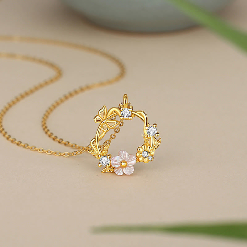 Kette, Gold, Blüte, Zirkonia, elegant
