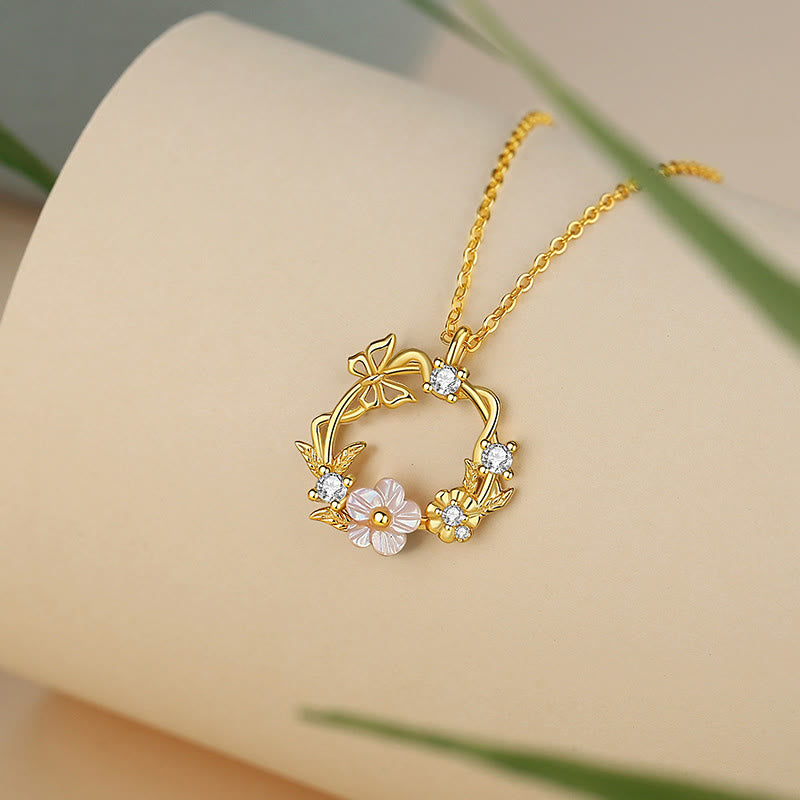 Kette, Gold, Blüten, Kristall, elegant
