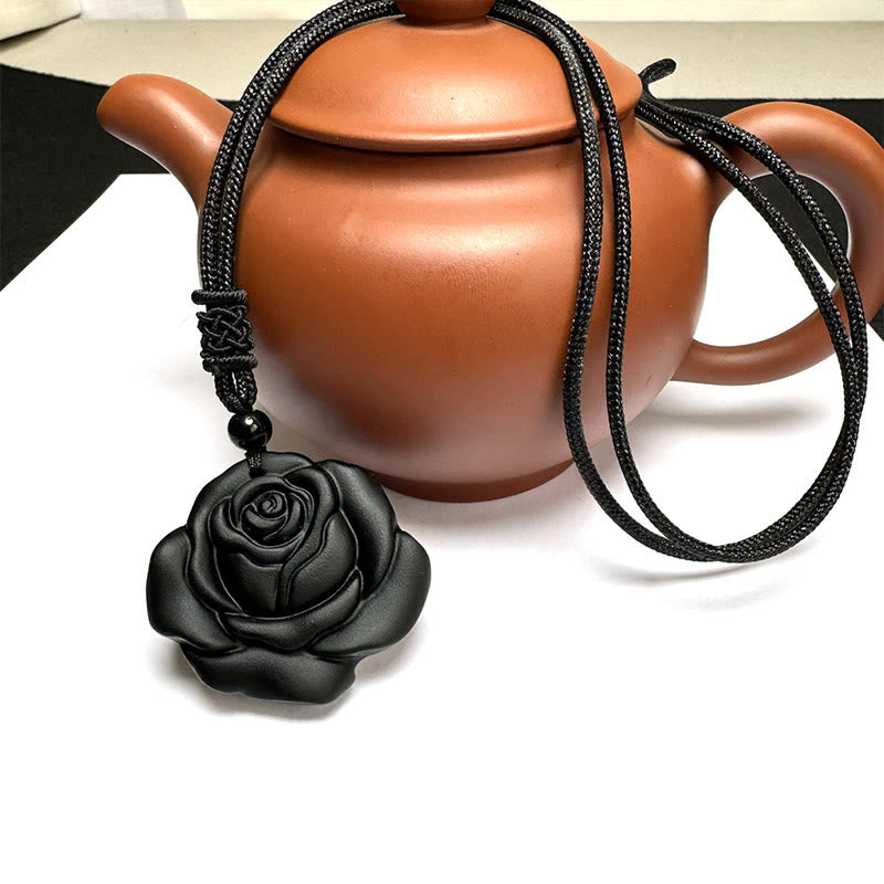 Rose Obsidian Kette Anhänger Details