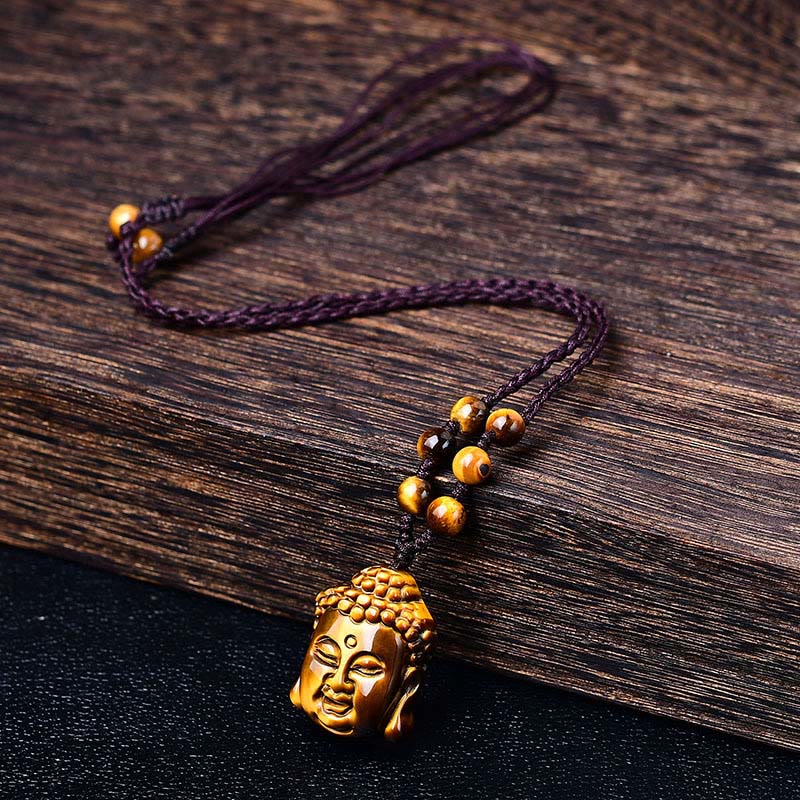 Buddha Pendant Tigerauge Kette Chakra Schutz
