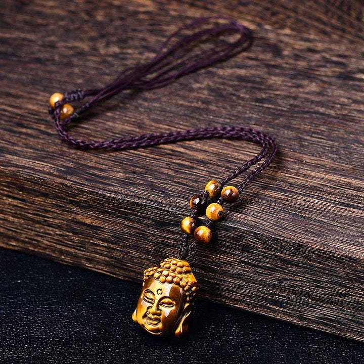 Buddha Pendant Tigerauge Kette Chakra Schutz