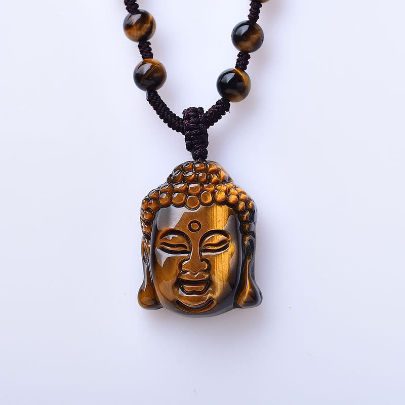 Buddha Kopf Anhänger Tigerauge Neutral Schutz