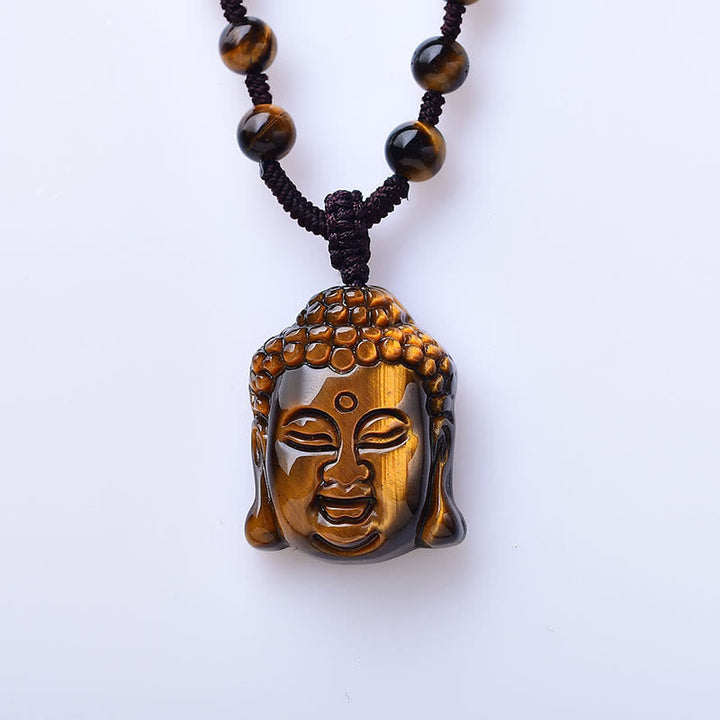 Buddha Kopf Anhänger Tigerauge Neutral Schutz