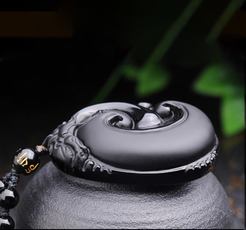 Kette Schwarzer Obsidian Anhänger Elegant