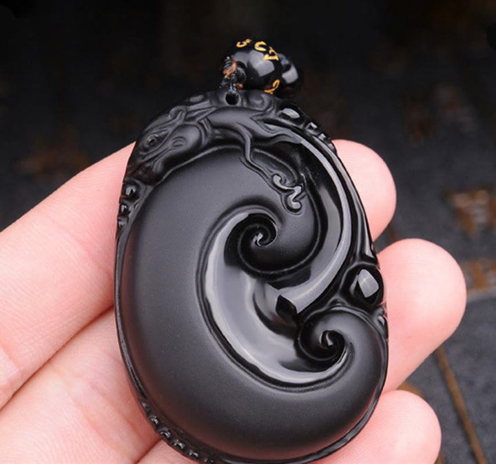 Kette Schwarzer Obsidian Handgefertigt Natur