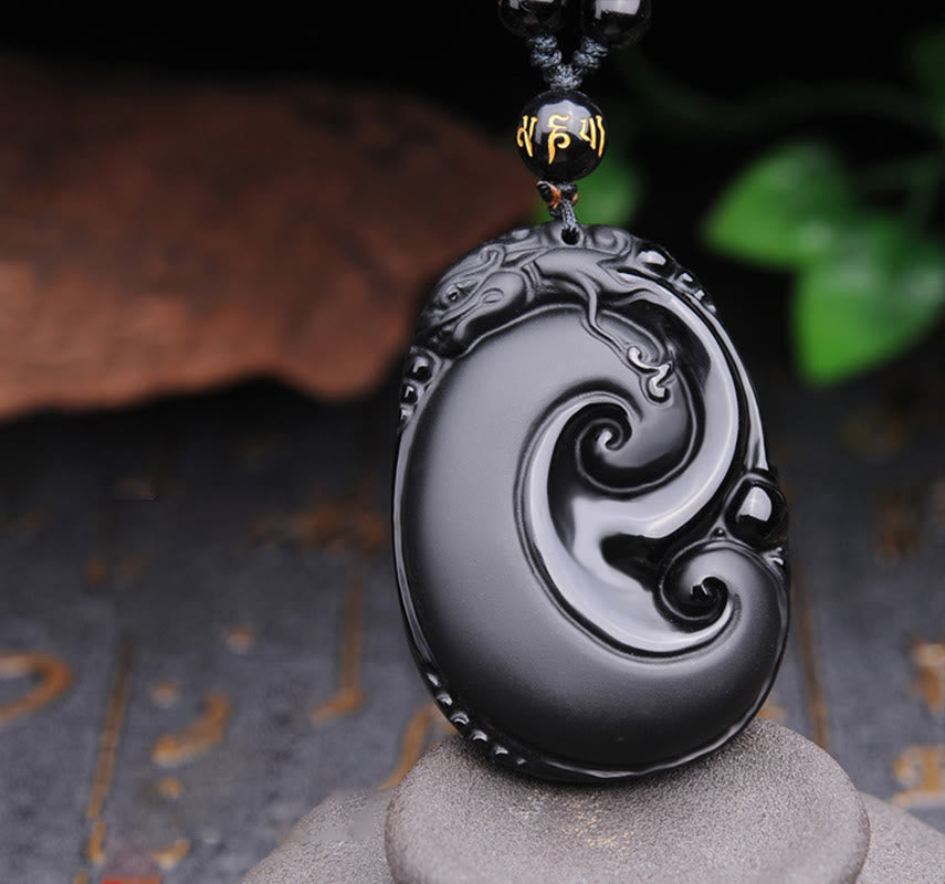 Kette Schwarzer Obsidian Anhänger Meditation