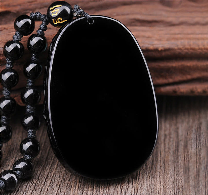 Kette Schwarzer Obsidian Stein Kraft