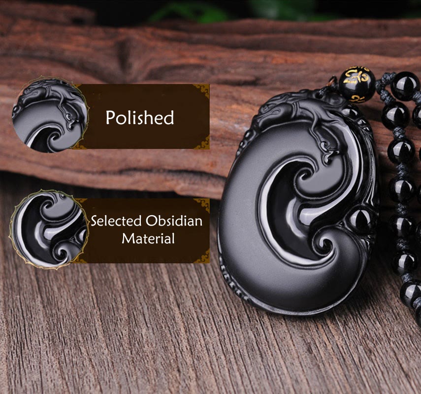 Kette Schwarzer Obsidian Perlen Meditation