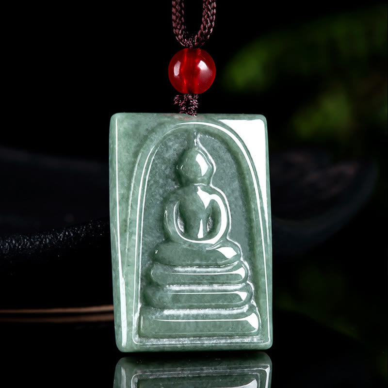 Jade Buddha Anhänger Quadrat Wohlstand
