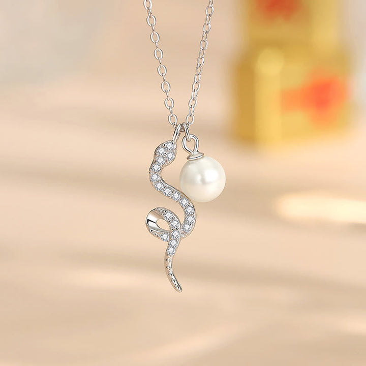Tibetische Schlange Kette Silber Perle Segen