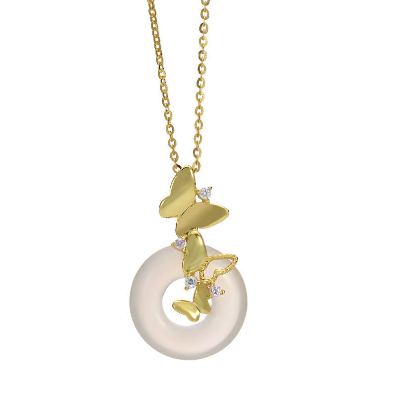 Kette Chalcedon Schmetterling Vergoldet Glück