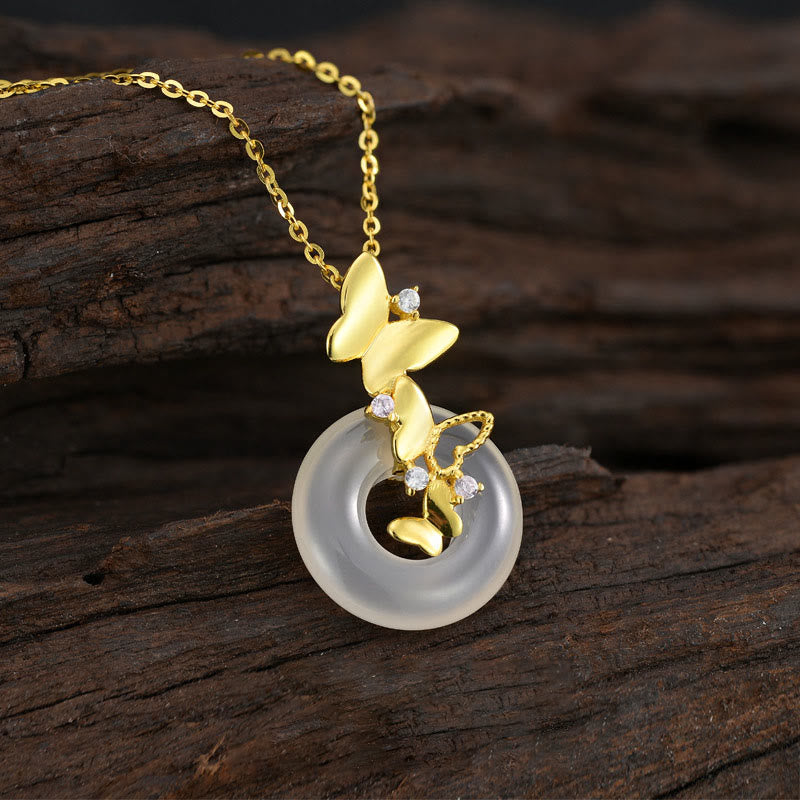 Kette Chalcedon Schmetterling Sterlingsilber Glück