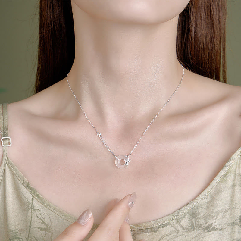 Kette Bergkristall Blüte Sterlingsilber – Frieden
