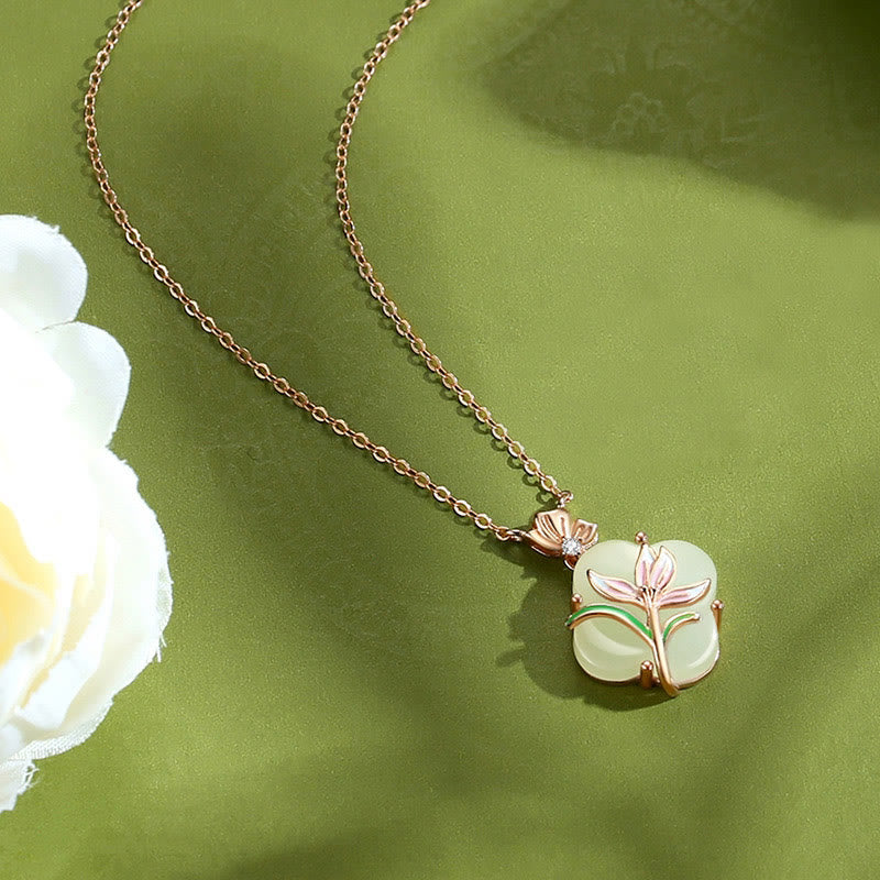 Anhänger Kette Hetian Jade Kleeblatt Liebe