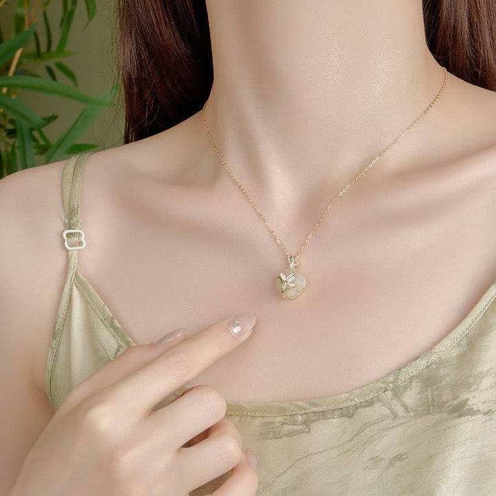 Anhänger Kette Hetian Jade Kleeblatt Liebe