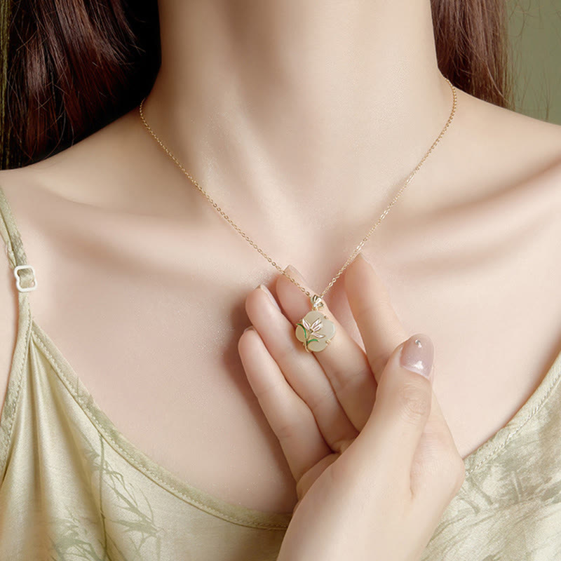 Anhänger Kette Hetian Jade Kleeblatt Liebe
