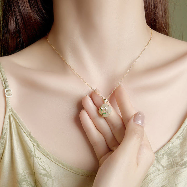 Anhänger Kette Hetian Jade Kleeblatt Liebe