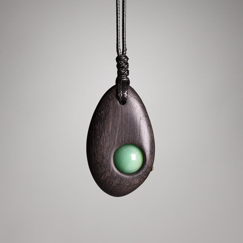 Kette Ebenholz Aventurin Anhänger Meditation Grün