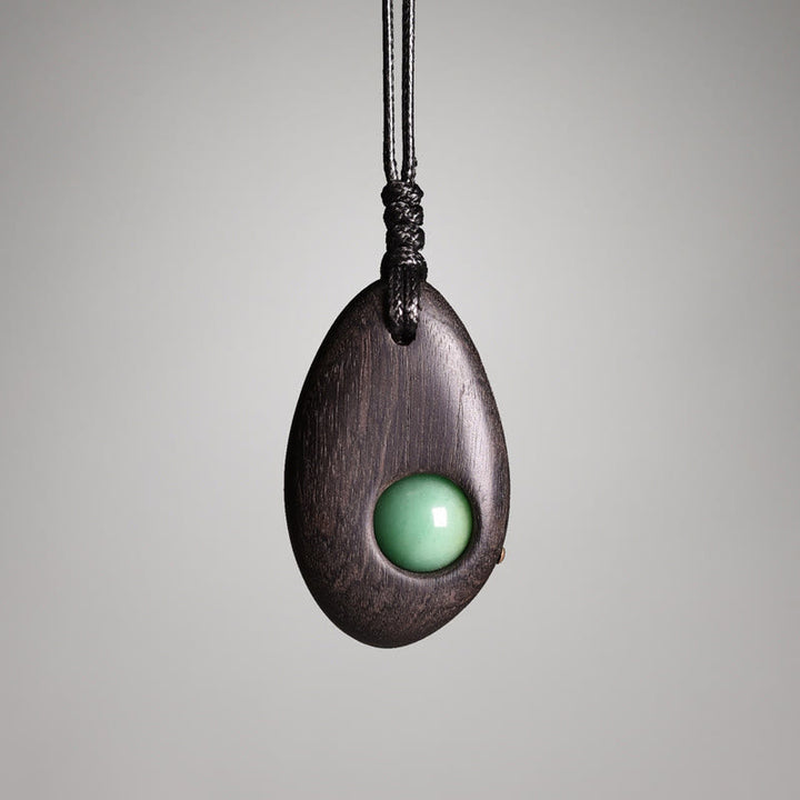 Kette Ebenholz Aventurin Anhänger Meditation Grün