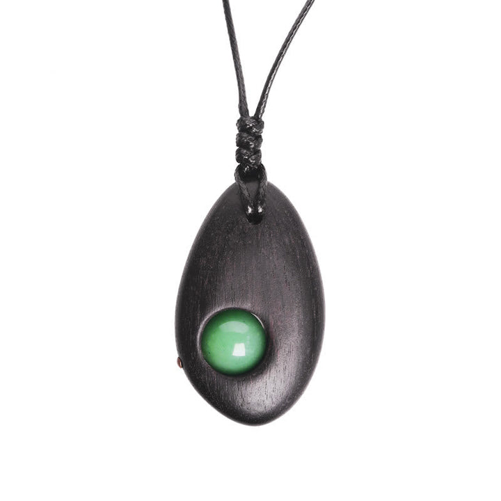 Kette Ebenholz Aventurin Anhänger Meditation Grün