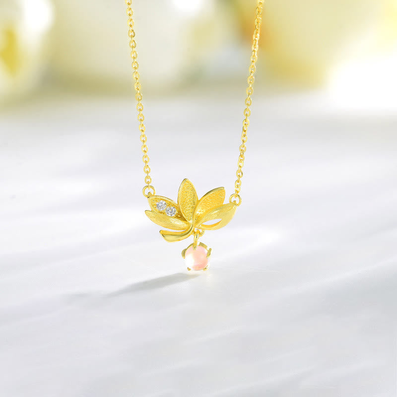 Goldkette Lotus Sterlingsilber Rosa Anhänger