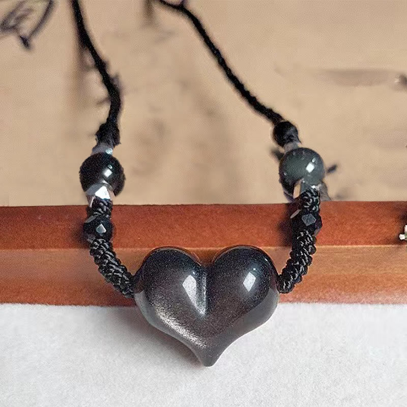 Anhänger Herz Obsidian Kette Natur Schutz