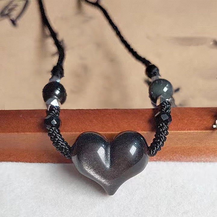 Anhänger Herz Obsidian Kette Natur Schutz