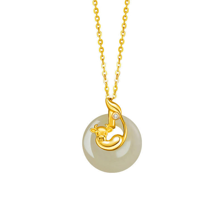 Gold Jade Anhänger Kette Sternzeichen