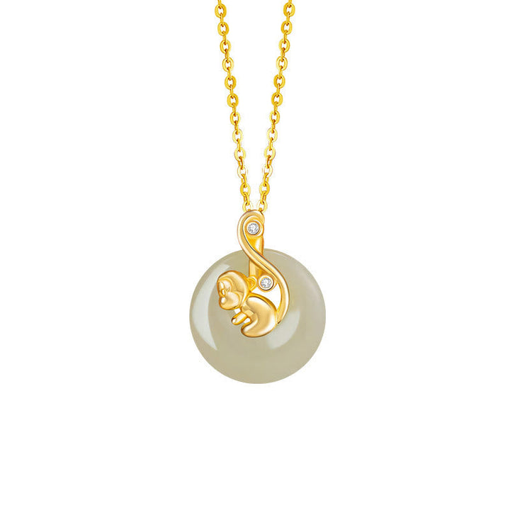 Jade Kette Anhänger Hetian Gold