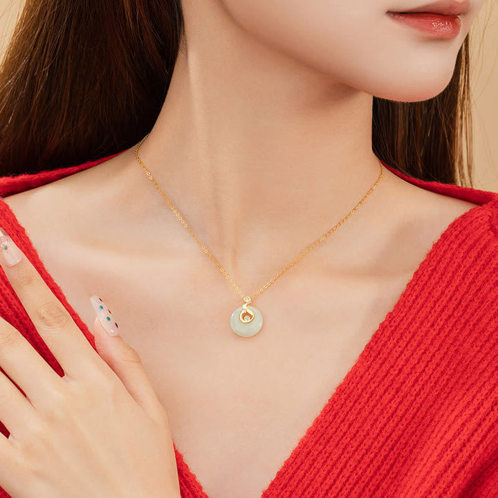 Jade Kette Anhänger Hetian Gold