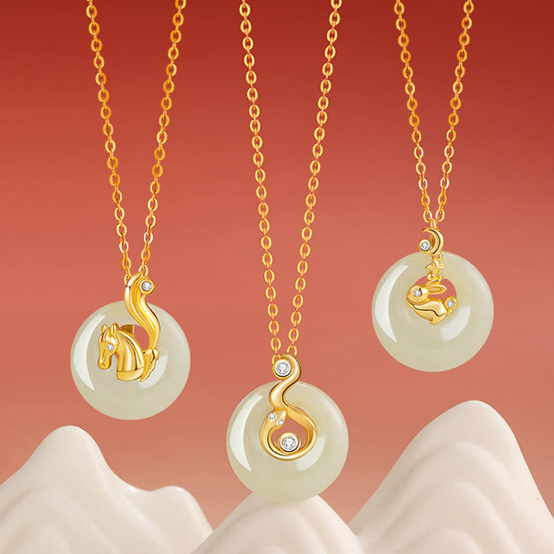 Jade Kette Anhänger Hetian Gold