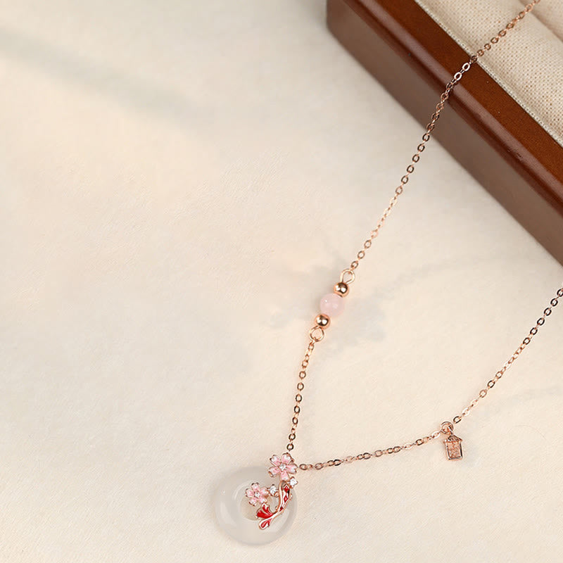 Kette Chalcedon Koi Blume Roségold