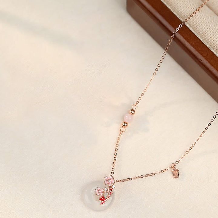 Kette Chalcedon Koi Blume Roségold