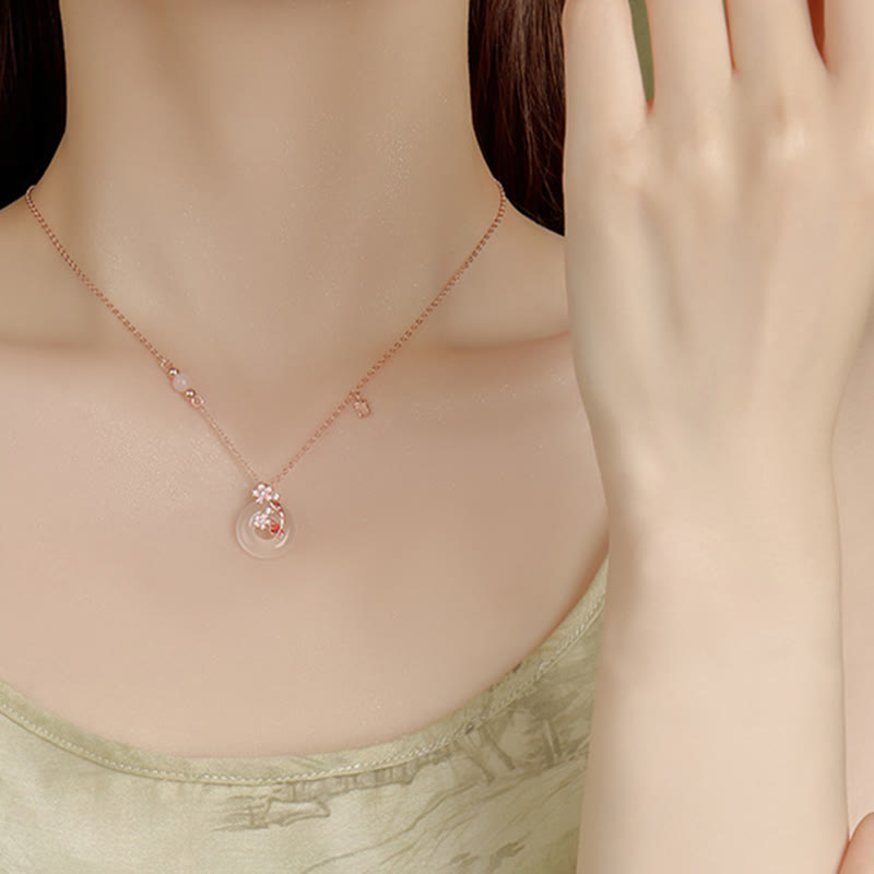 Kette Chalcedon Koi Blume Roségold Frieden