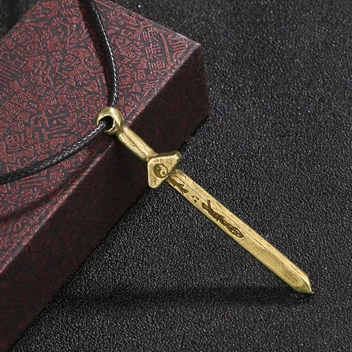 Kette Kupfer Schwert Anhänger Vintage Bronze