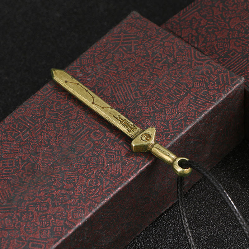 Kette Bronze Schwert Anhänger Vintage Amulett