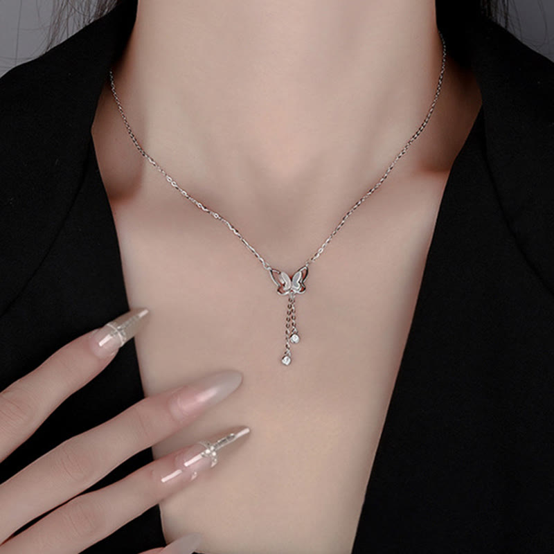 Halskette Silber Schmetterling Damen elegant