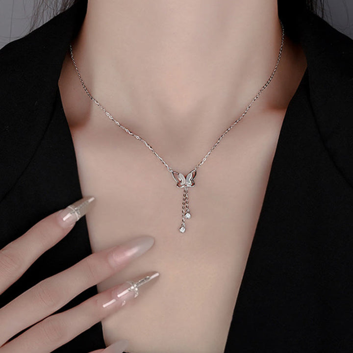 Halskette Silber Schmetterling Damen elegant