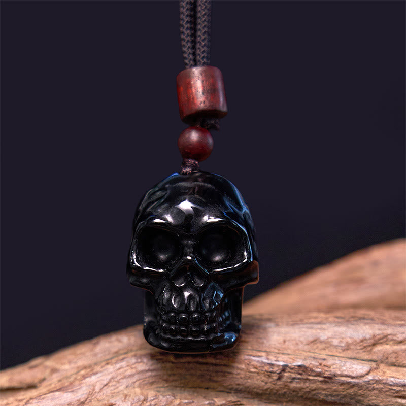 Obsidian Kette Totenkopf Erfüllung Energie