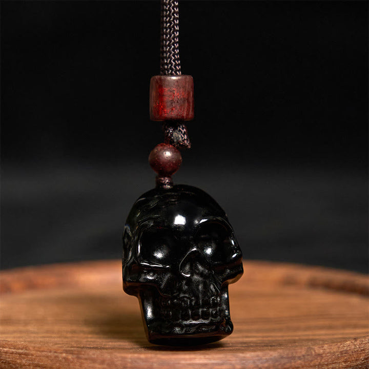 Schwarzer Obsidian Anhänger Schutz Stärke